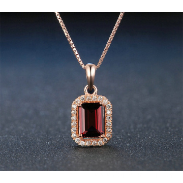 925 Sterling Silver Rose Gold Ruby Necklace Pendant